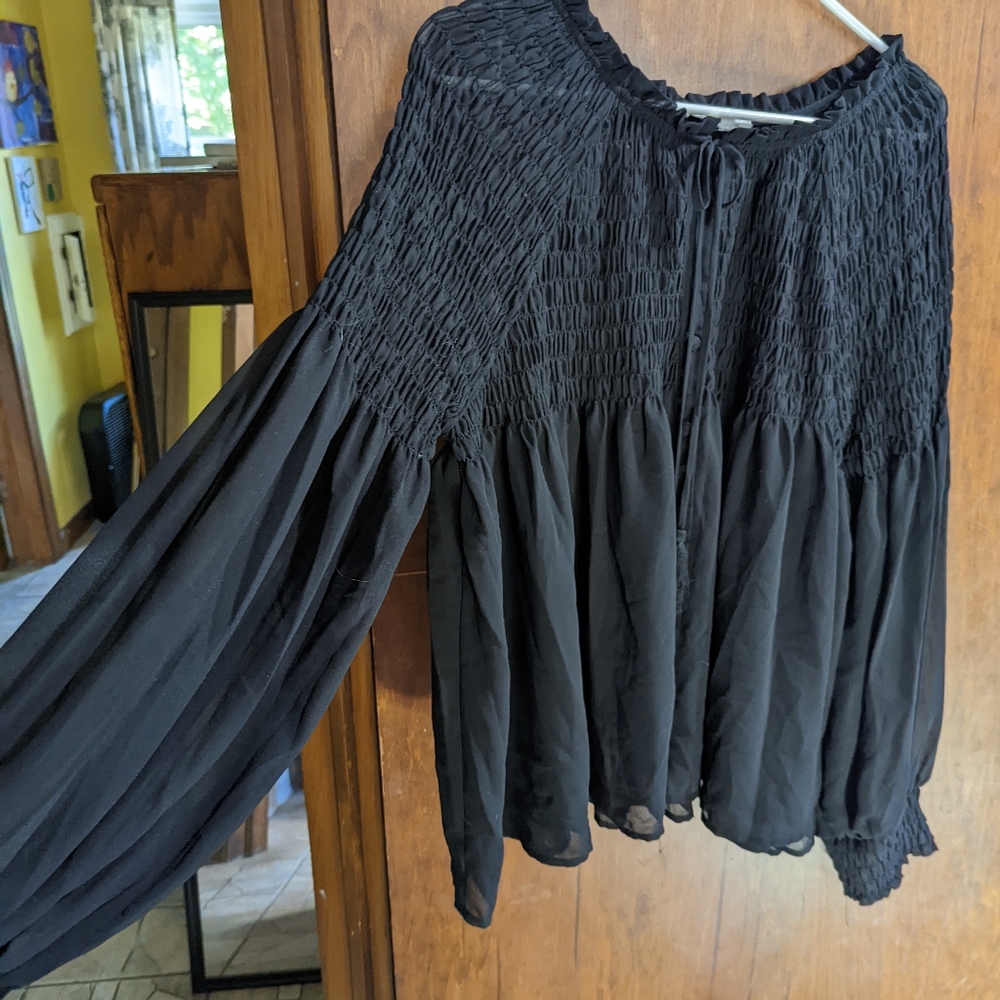 Black long sleeved sheer top